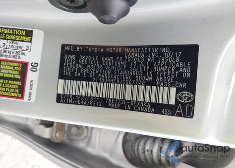 2018 Toyota Corolla Le z USA, uszkodzony, nr VIN 2T1BURHE9JC007778